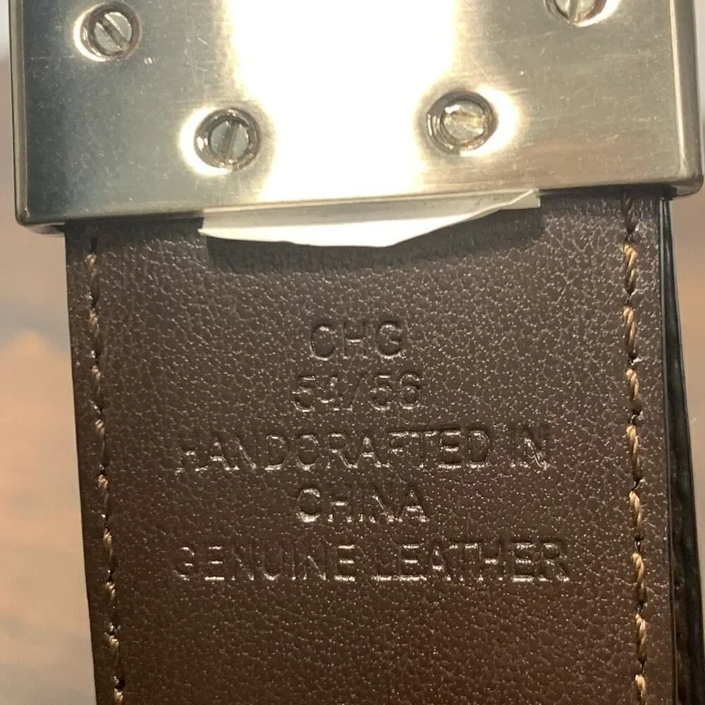 Tommy Hilfiger Men's CHG Genuine Leather Reversible Belt Black Size 54|56 NWOT